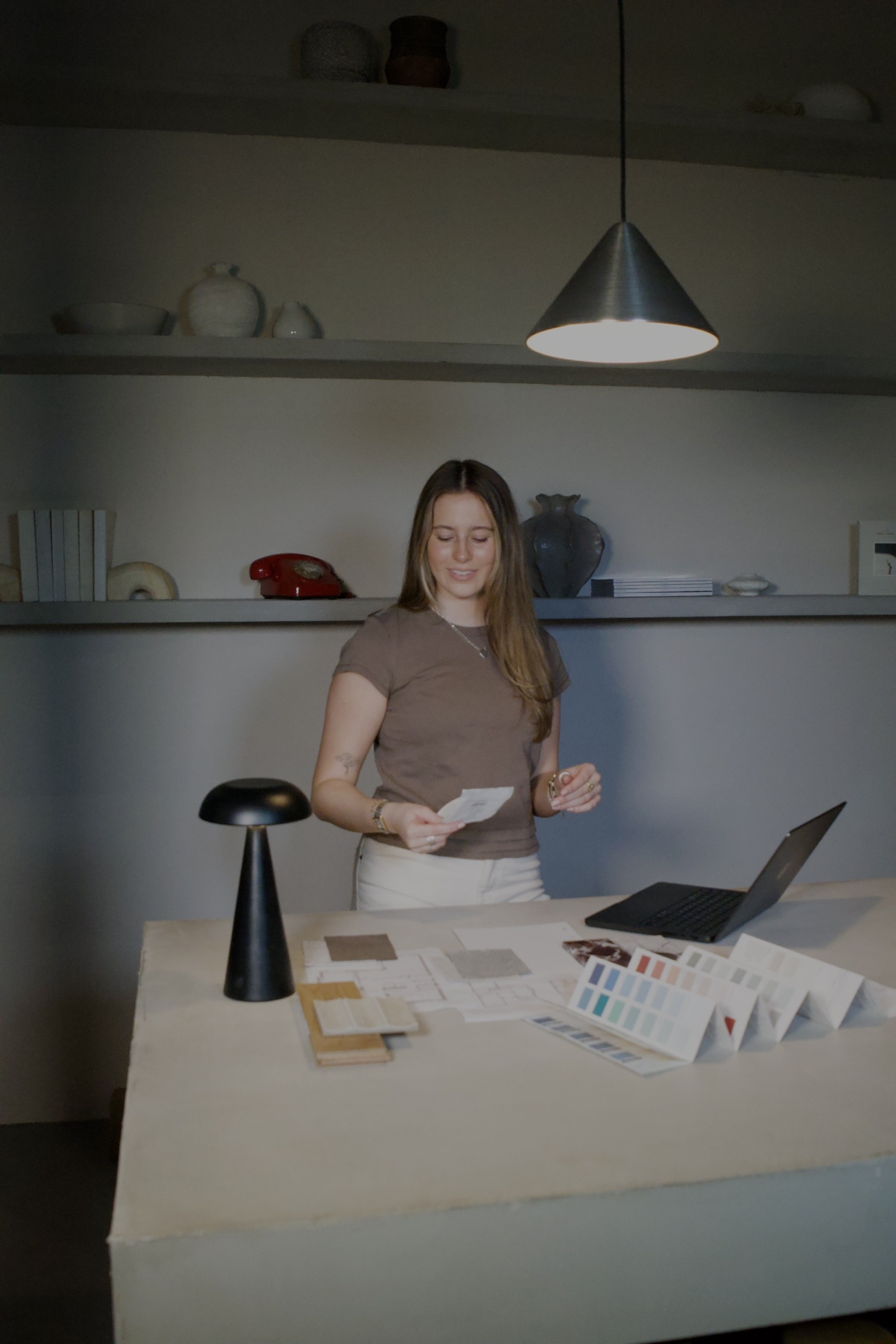 Frankie at her design desk